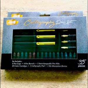 NEW 35 piece calligraphy pen set different size nibs many colors & Writing pad